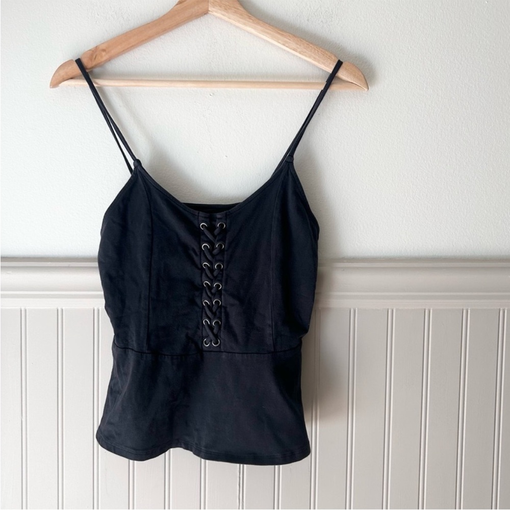 American Eagle Outfitters Black Lace-Up Camisole size medium
